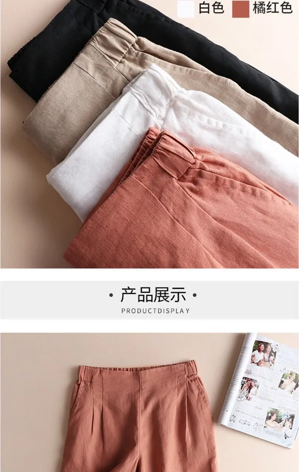 Korean Plus Size Bermuda Shorts Casual Women High Waist Slim Look Loose Wide Leg Pants Bermuda Shorts