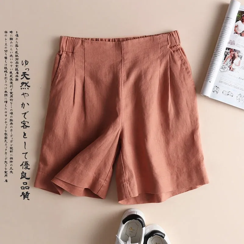 Korean Plus Size Bermuda Shorts Casual Women High Waist Slim Look Loose Wide Leg Pants Bermuda Shorts
