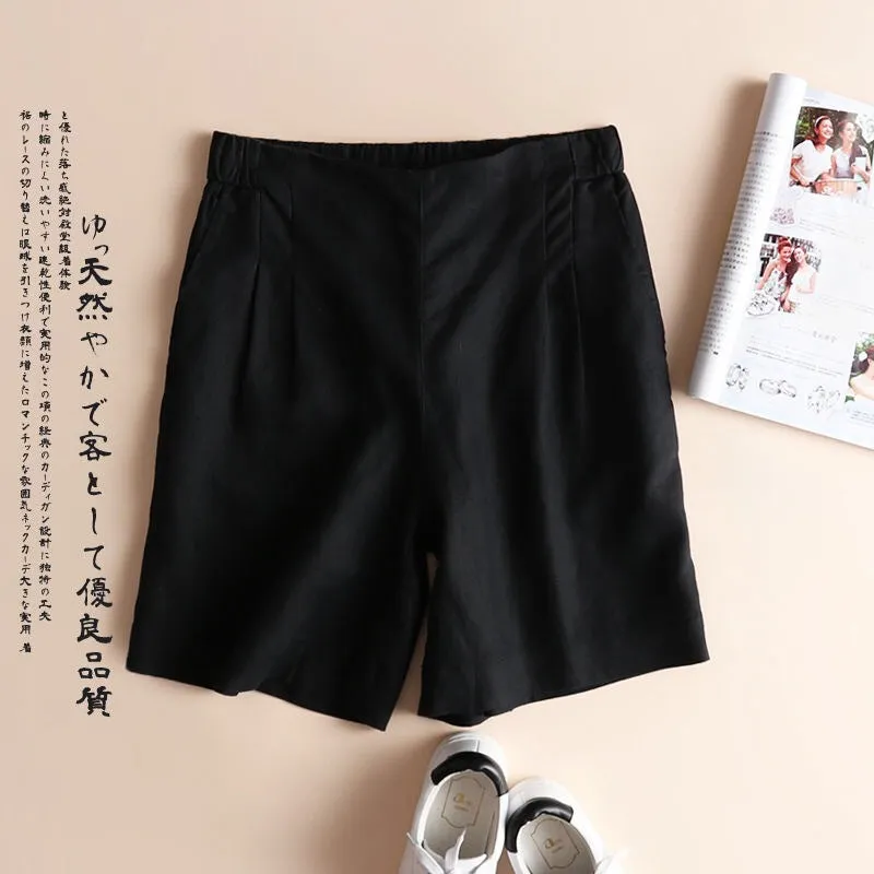 Korean Plus Size Bermuda Shorts Casual Women High Waist Slim Look Loose Wide Leg Pants Bermuda Shorts