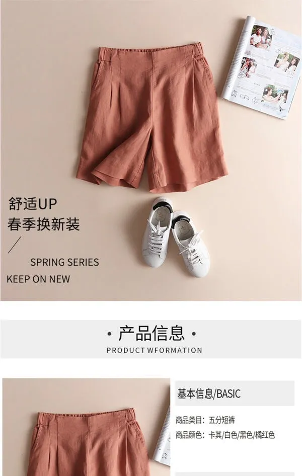 Korean Plus Size Bermuda Shorts Casual Women High Waist Slim Look Loose Wide Leg Pants Bermuda Shorts