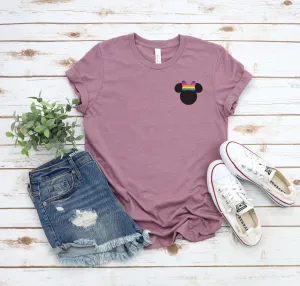 LGBT Gay Pride Minnie Mouse t shirt - Disney Trip Matching Shirts - Pocket Size Logo Minnie Rainbow