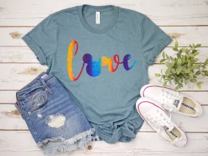 LOVE Mickey Mouse T Shirt - Disney Valentine's Day - Adult Unisex Mickey Mouse Favorite Tee - Rainbow Glitter
