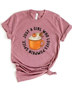 Loves Pumpkin Spice Short Sleeve Graphic Tee | Mauve