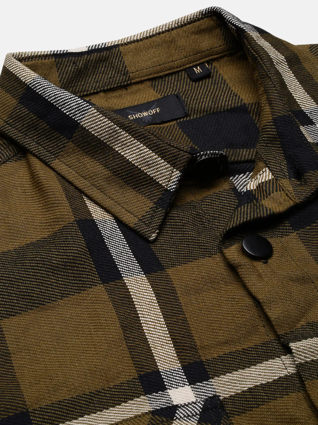Men Green Checked Relaxed Fit Shacket