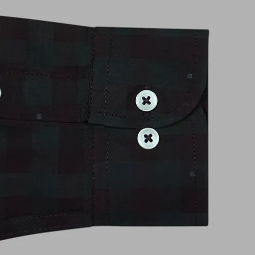 Men's 100% Cotton Gingham Checkered Full Sleeves Shirt (Wine)