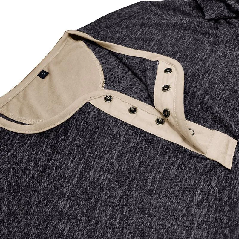 Men's Button Collar Long Sleeve T-Shirt 38365376U