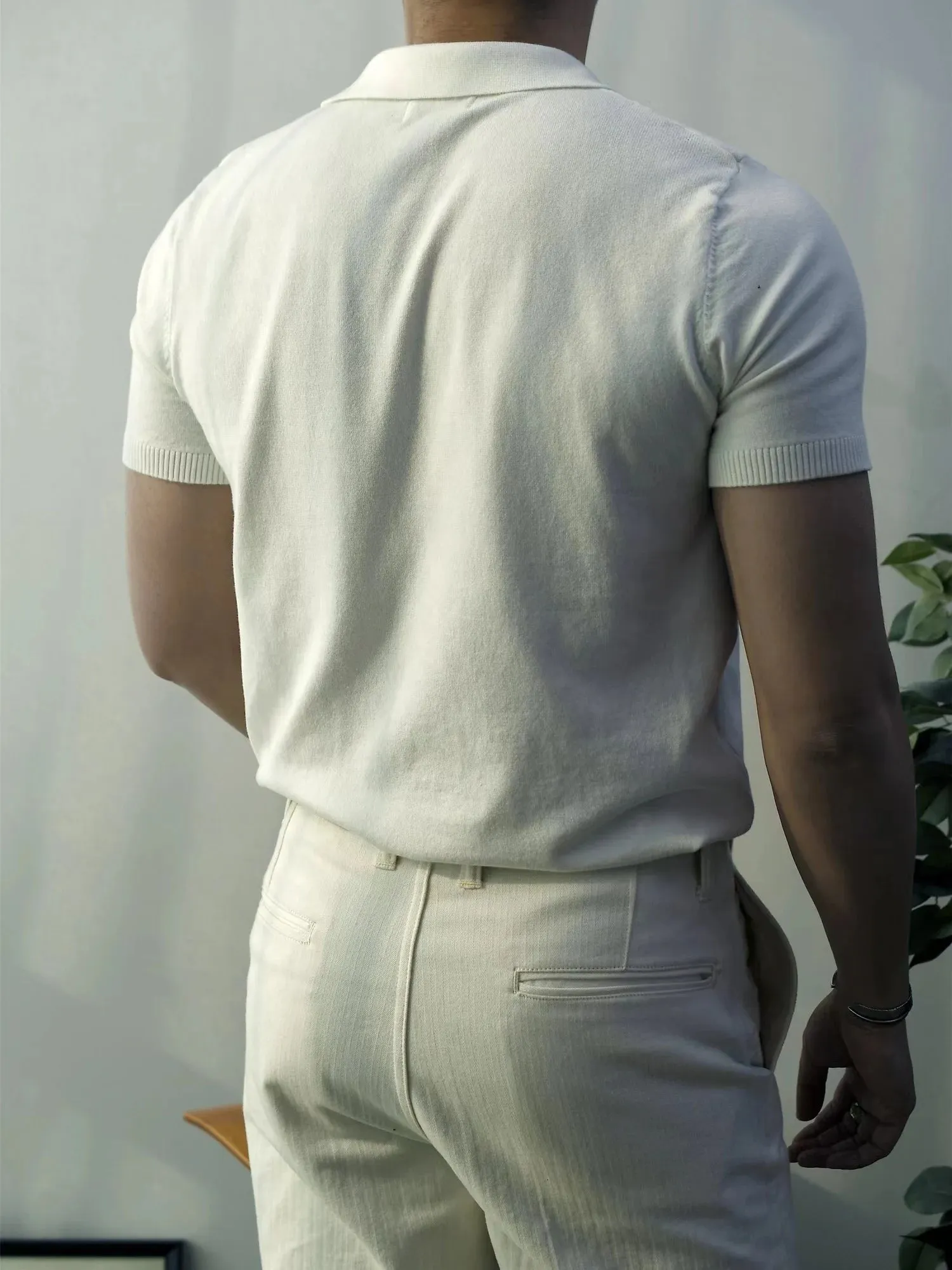 Men's Knitted Polo Shirt - Italian Classic Style Business Casual Vintage Tees