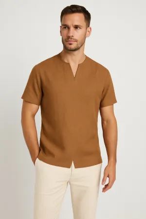 Mens Oversized T-Shirt  Cotton Blend  V-Neck  Relaxed Fit  Short Sleeve Casual