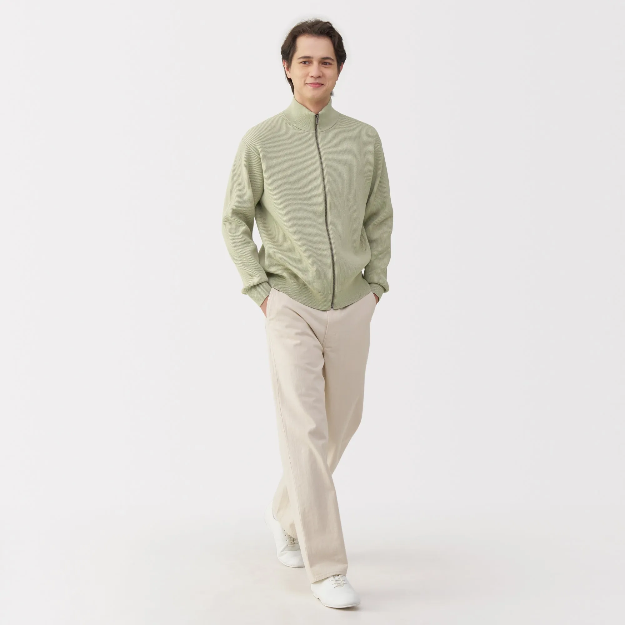 Men's Ribbed Full Zip Cardigan
