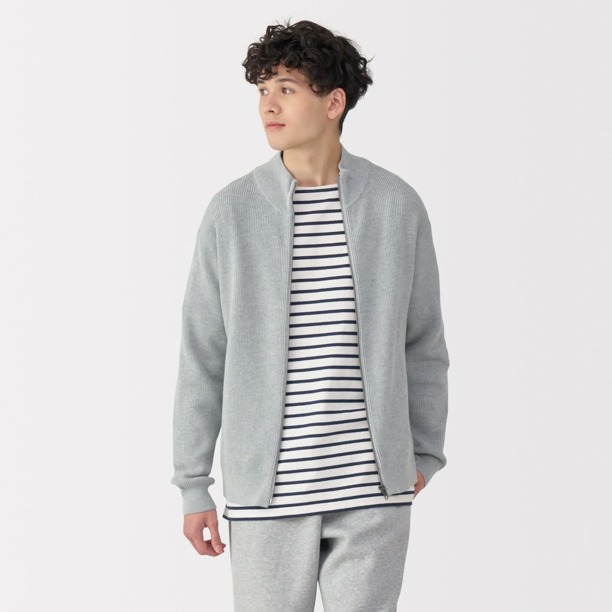 Men's Ribbed Full Zip Cardigan