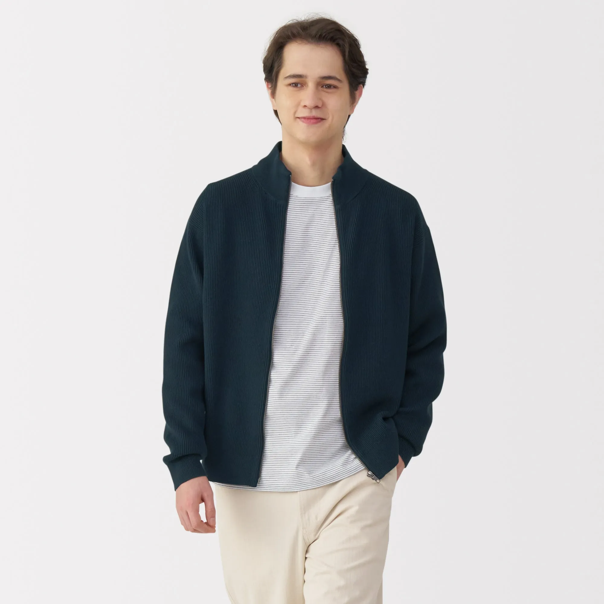 Men's Ribbed Full Zip Cardigan