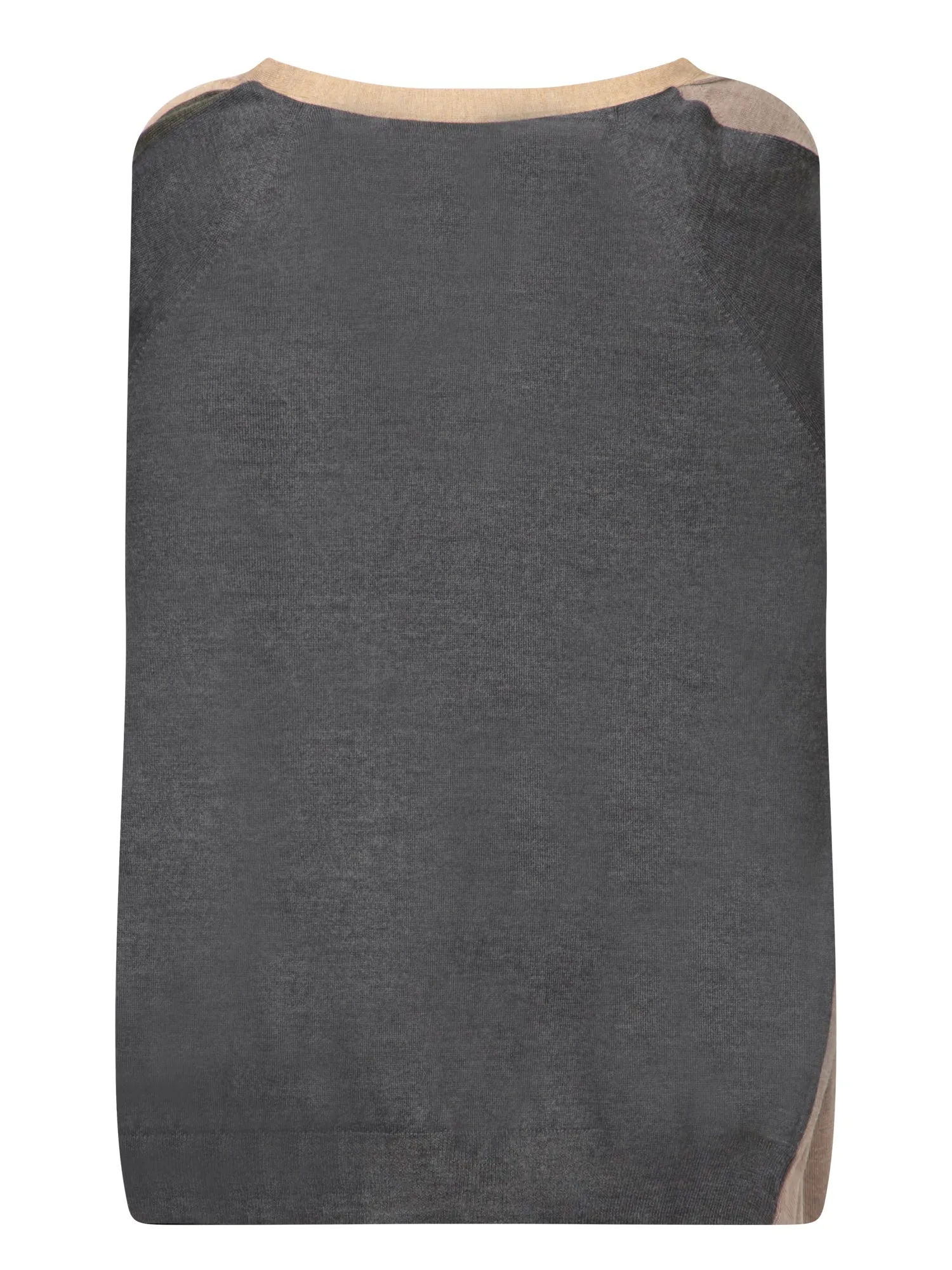 Merino Wool Cardigan in Beige and Grey