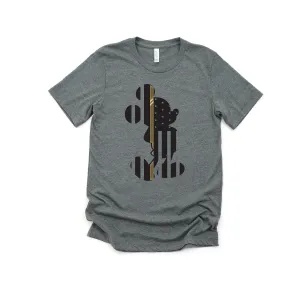 Mickey Thin Gold Line Flag Adult Unisex T shirt - 911 Dispatcher - Mickey Mouse Silhouette T Shirt - First Responder - Communication