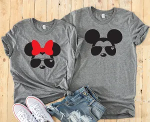Minnie and Mickey Aviator Sunglasses Shirts - Disney Couples - Matching Shirts