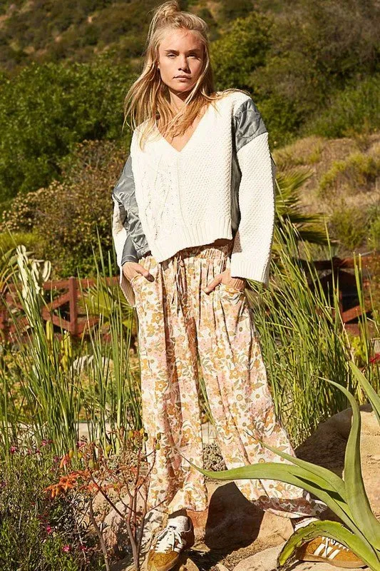 Mixed Textures V-Neck Sweater in Ivory