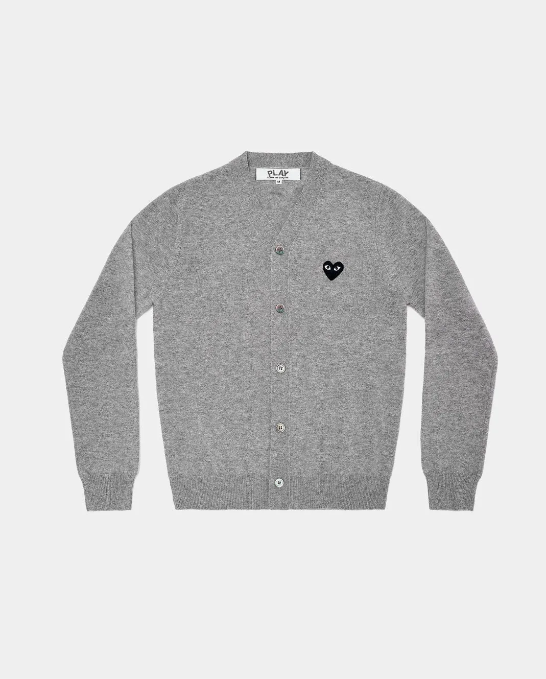 N024 BLACK HEART CARDIGAN / LIGHT GREY