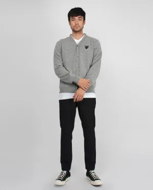 N024 BLACK HEART CARDIGAN / LIGHT GREY