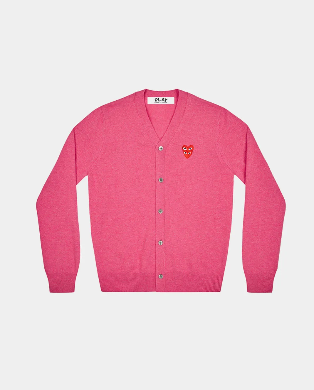 N076 DOUBLE RED HEART CARDIGAN / PINK