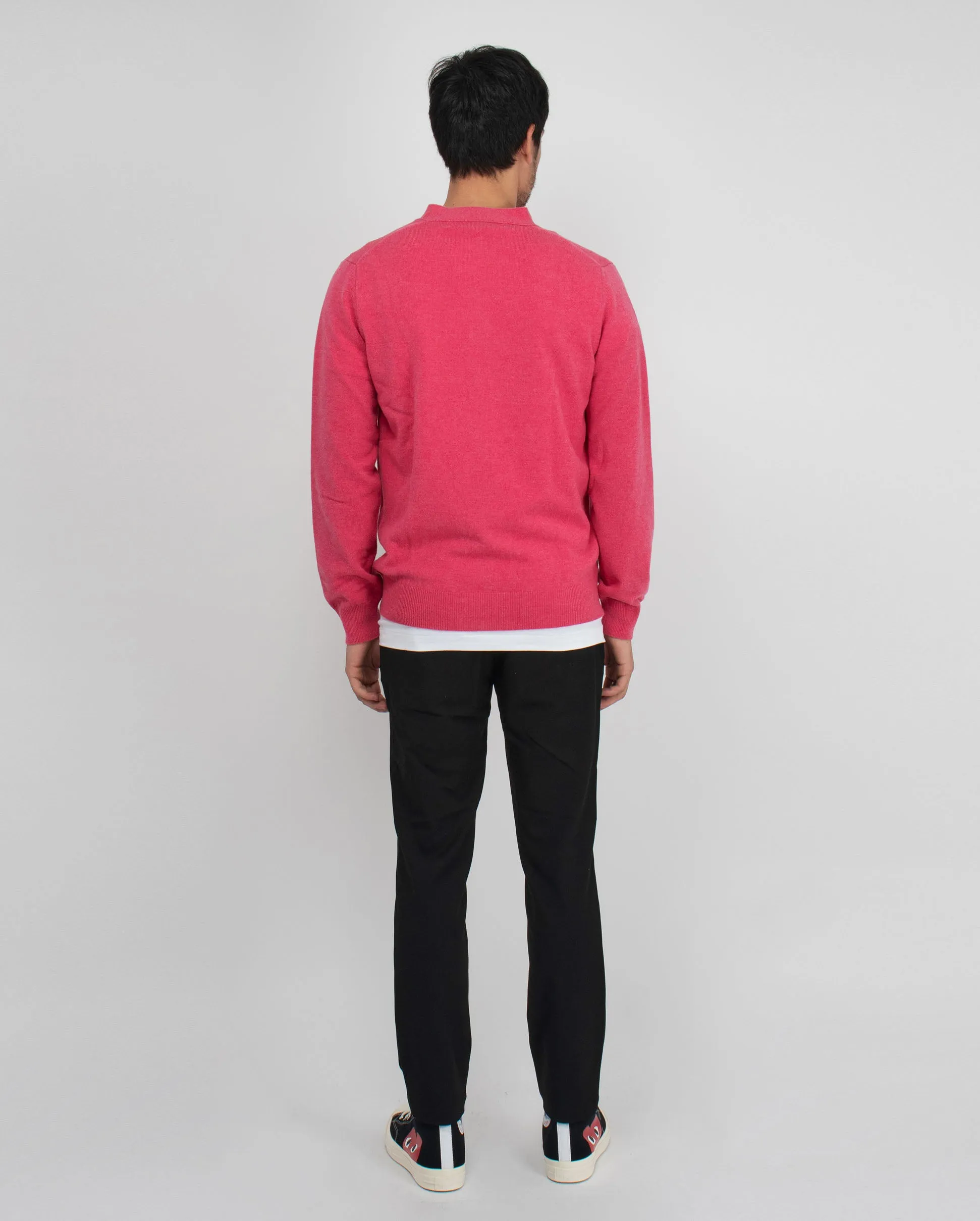 N076 DOUBLE RED HEART CARDIGAN / PINK