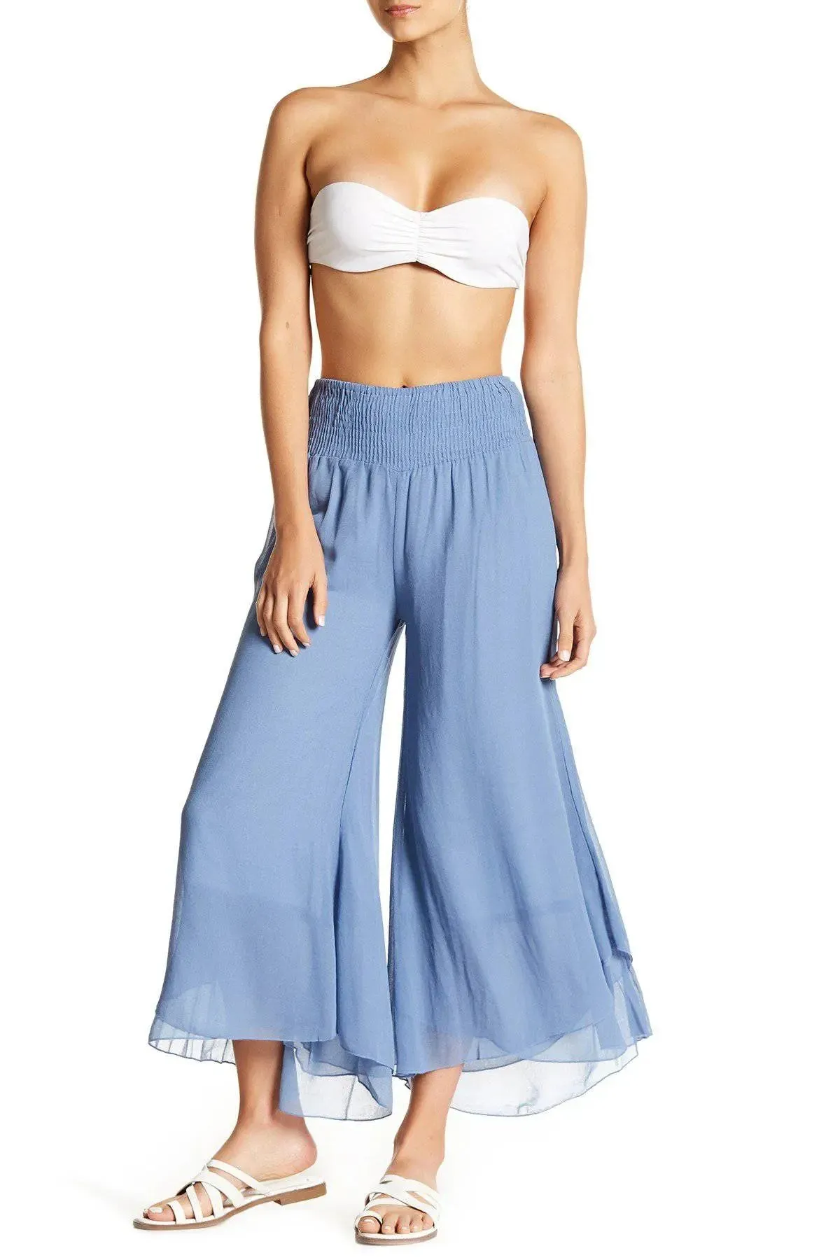 Palazzo Pants Wholesale with Smocked Belt | La Moda Beachwear