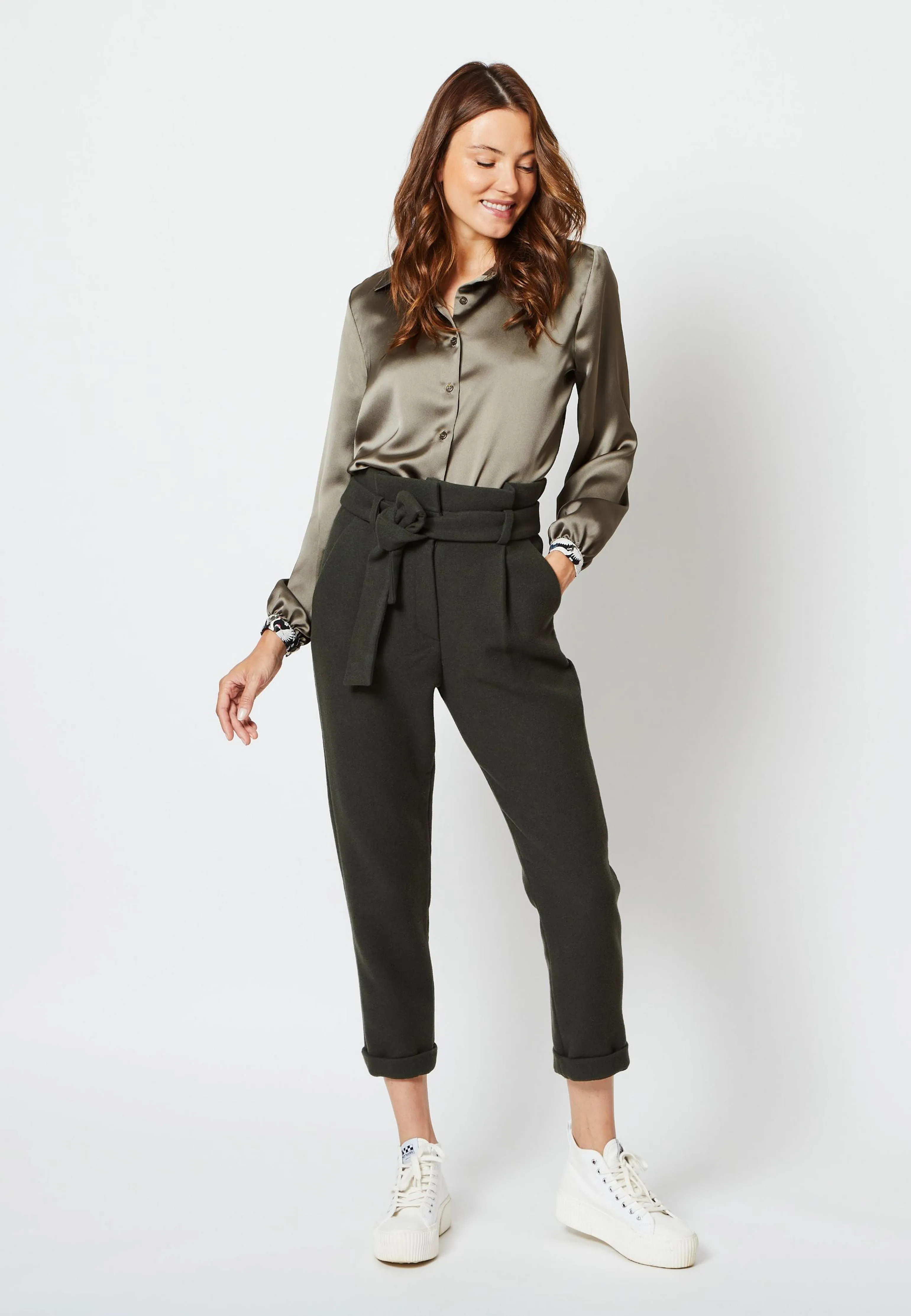 PANTALON LONDON CACHEMIRE UPCYCLÉ KAKI