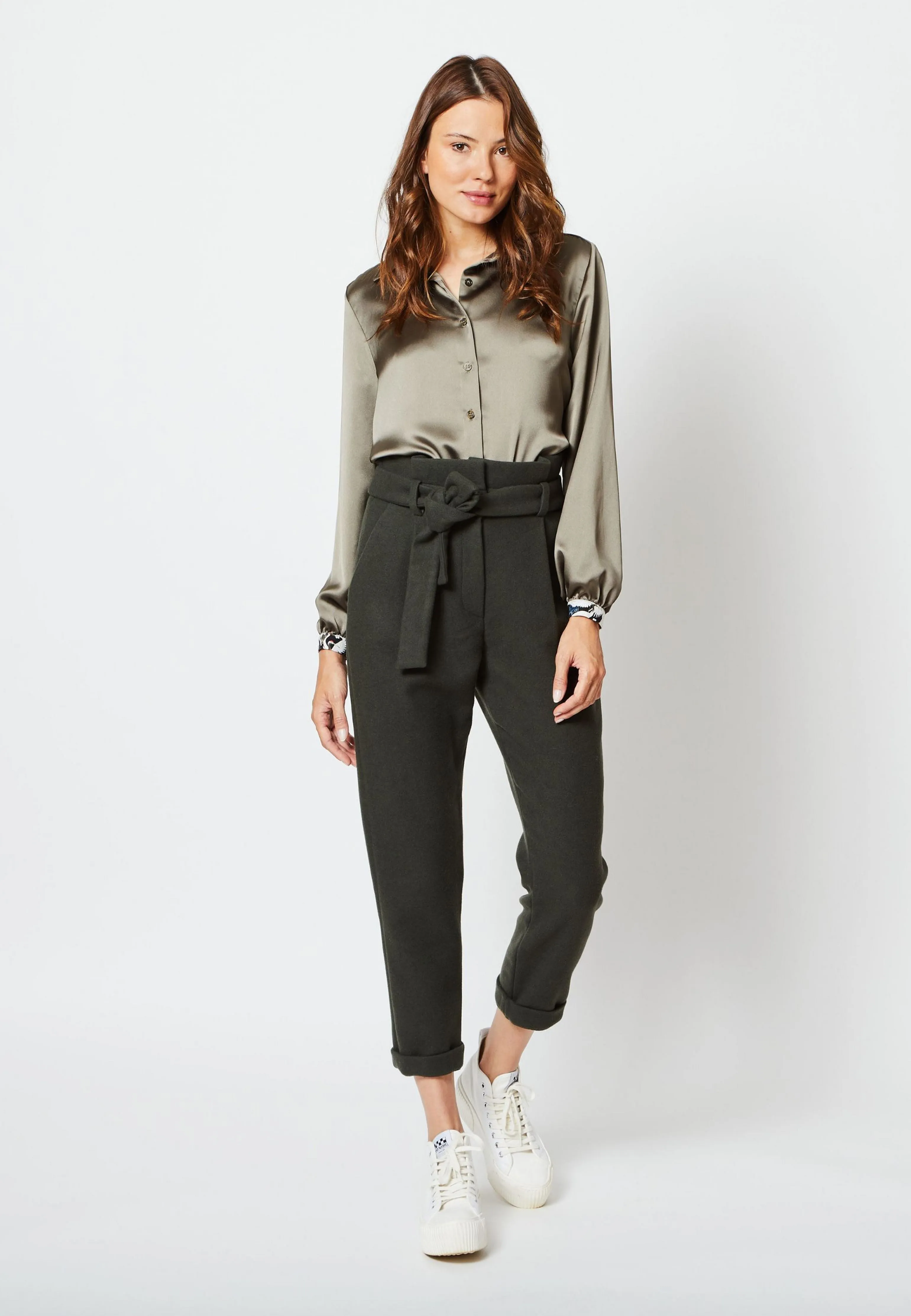 PANTALON LONDON CACHEMIRE UPCYCLÉ KAKI