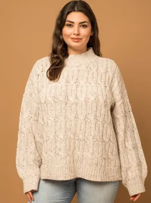Plus Size Cream Cable Knit Sweater