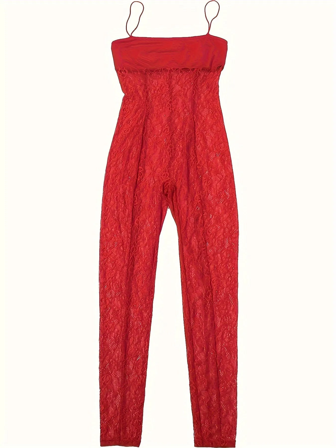 Red Lace Cami Jumpsuit