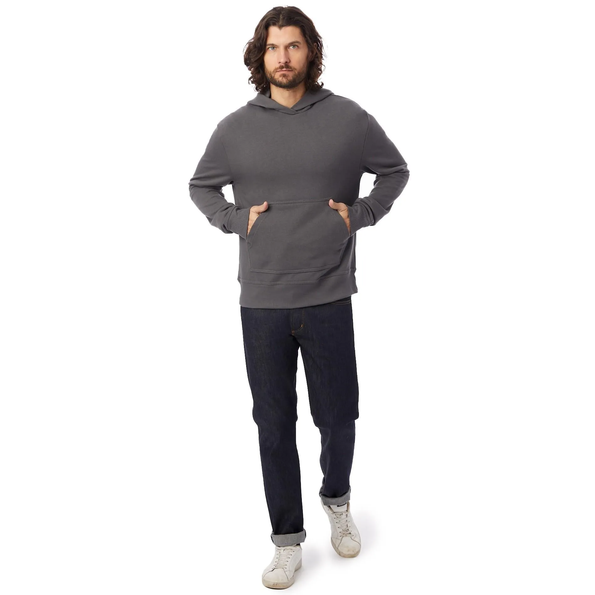 Relaxed Vintage French Terry Pullover Hoodie (Dark Grey)