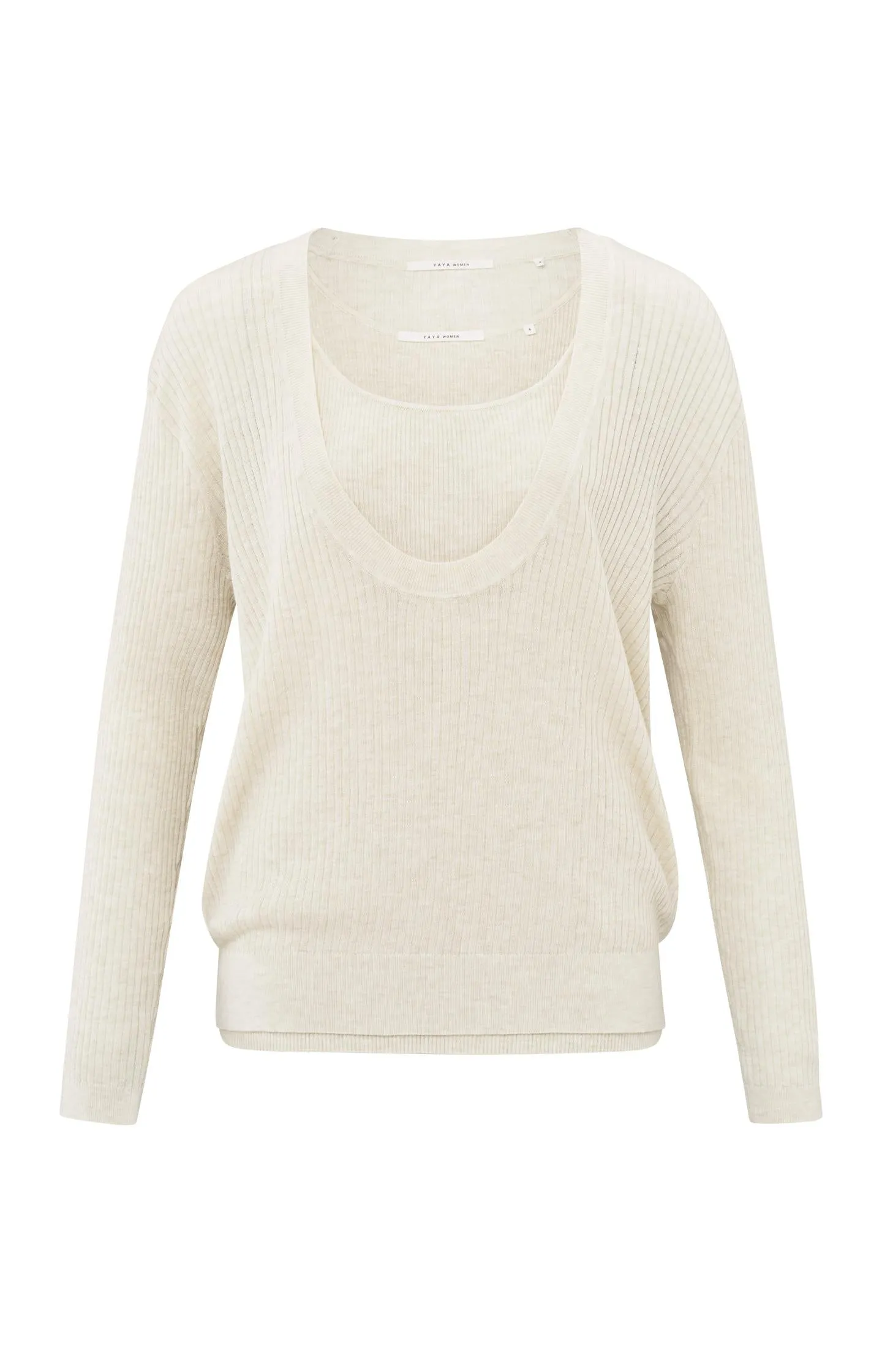 Ribbed sweater with tank top and loose fit
