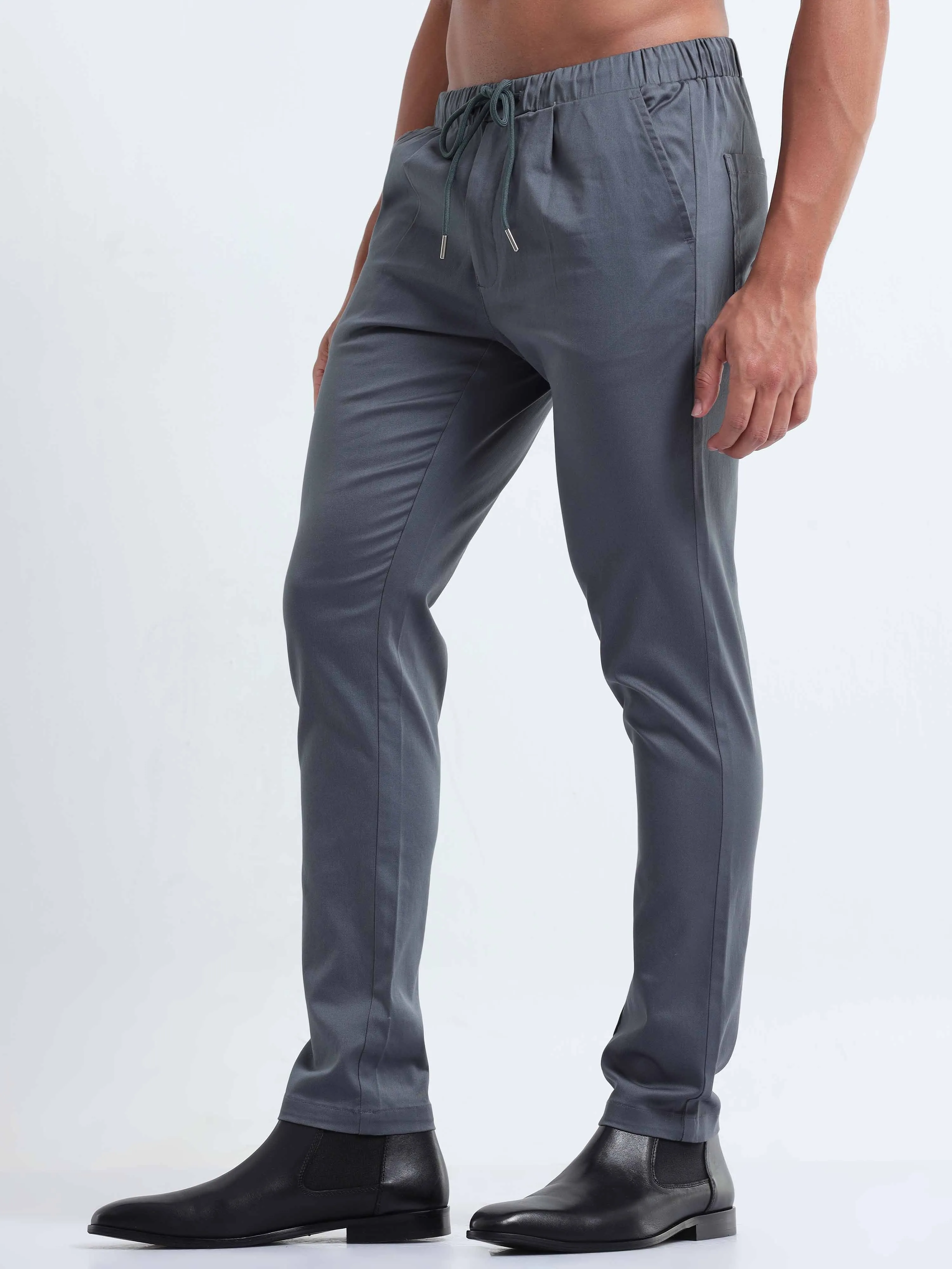 Rich Cotton Stone Blue Flexi Waist Ankle Pant