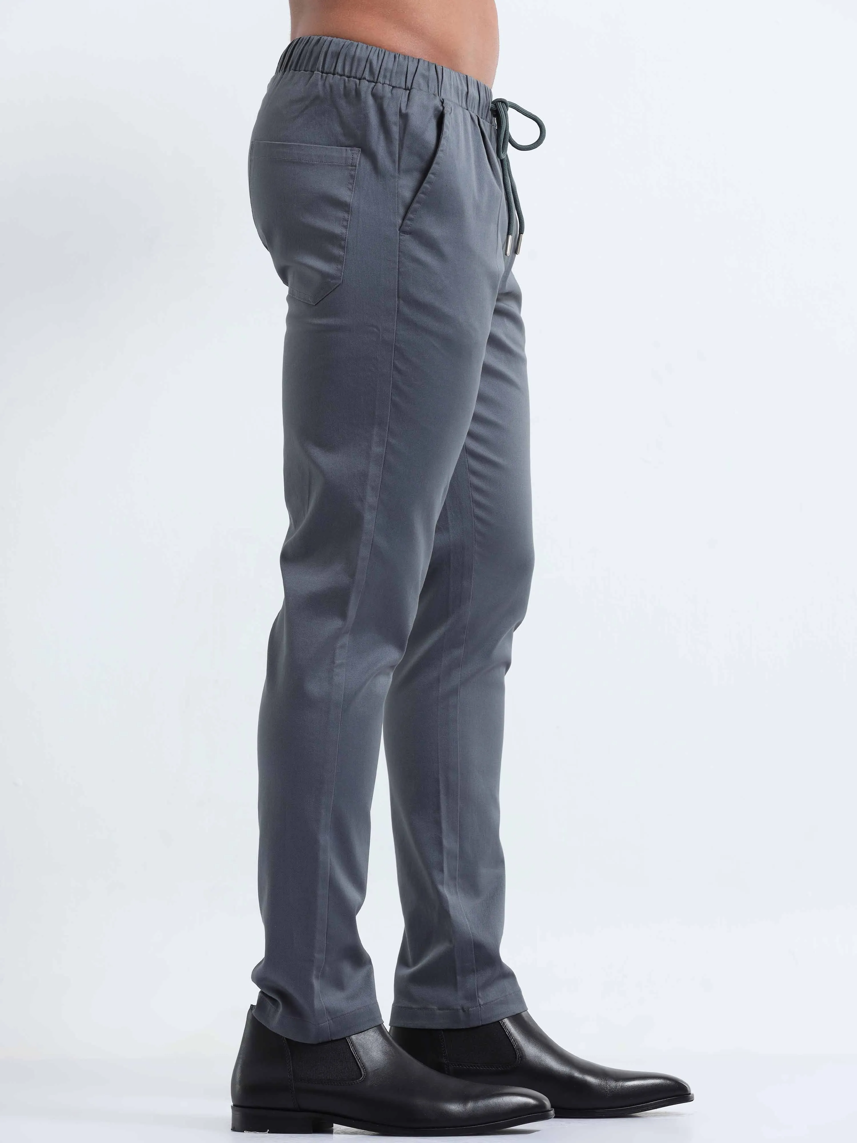 Rich Cotton Stone Blue Flexi Waist Ankle Pant