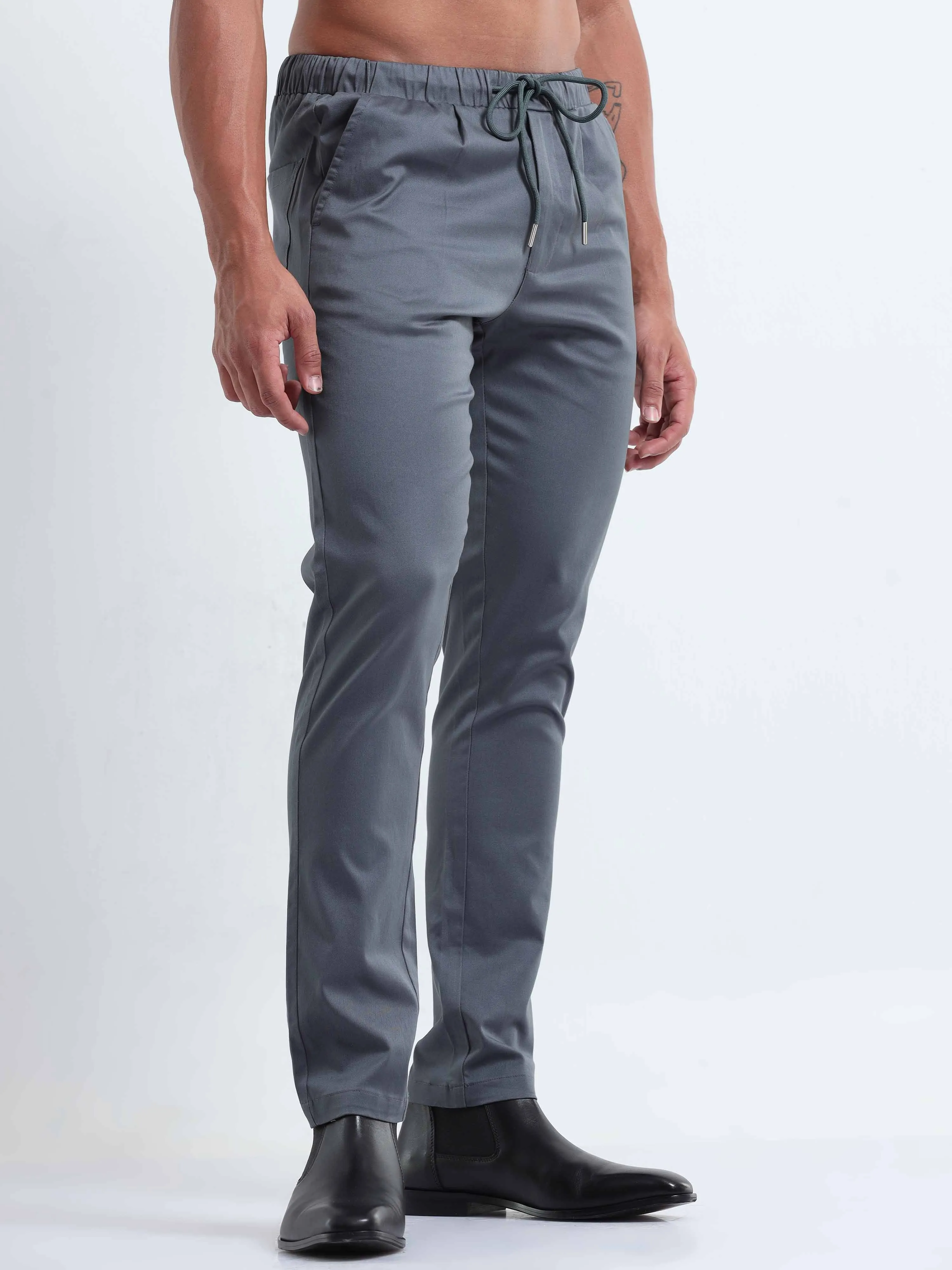 Rich Cotton Stone Blue Flexi Waist Ankle Pant