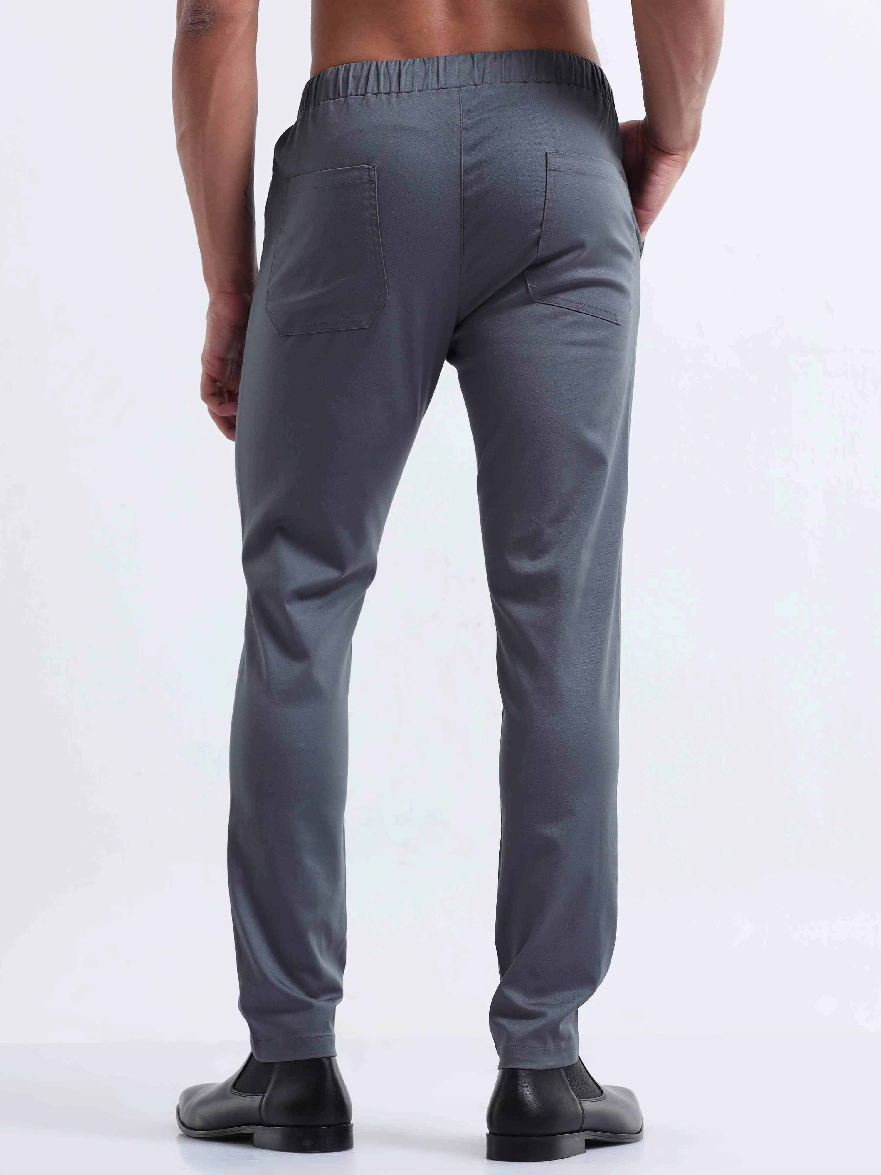 Rich Cotton Stone Blue Flexi Waist Ankle Pant
