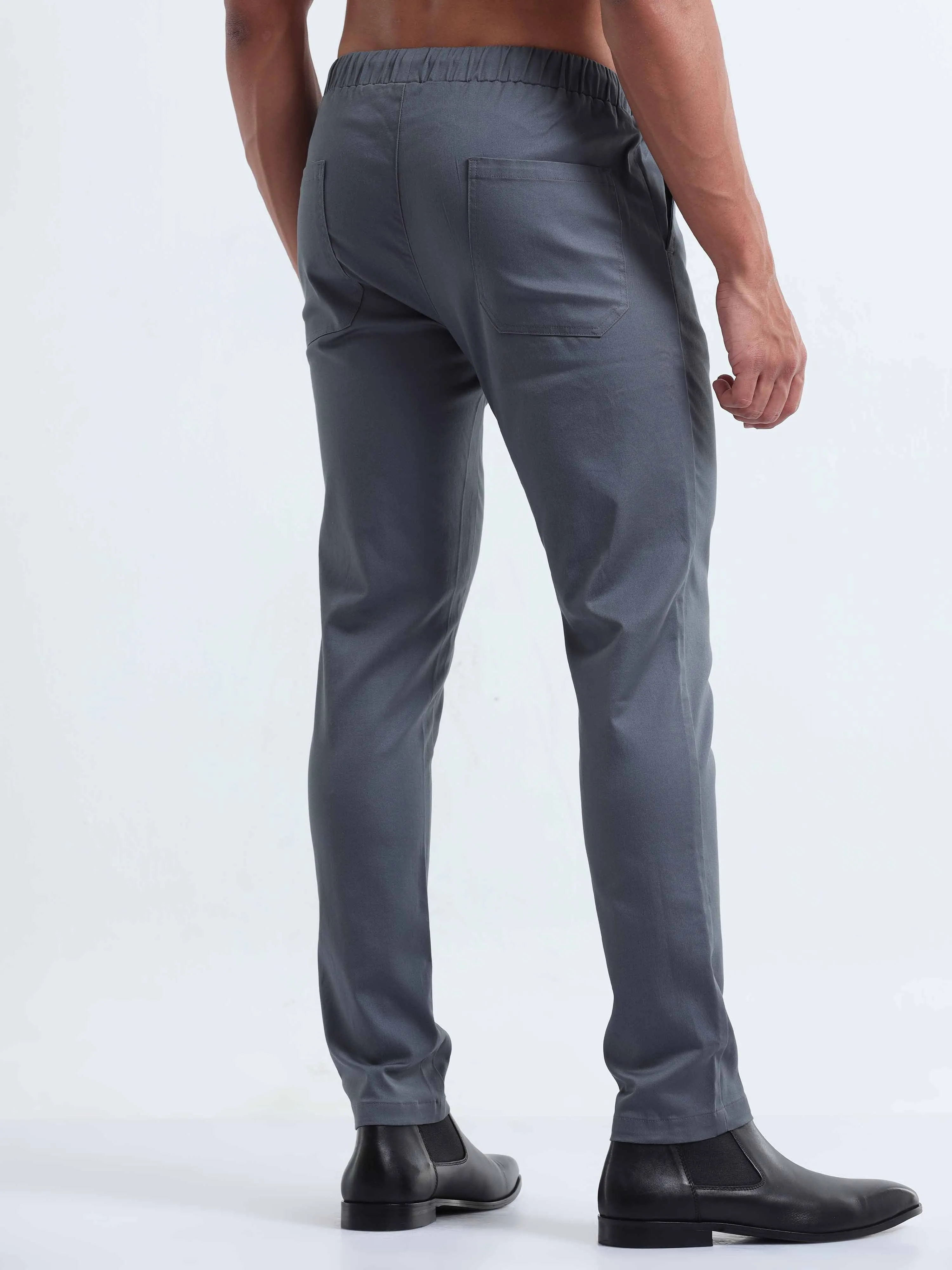 Rich Cotton Stone Blue Flexi Waist Ankle Pant