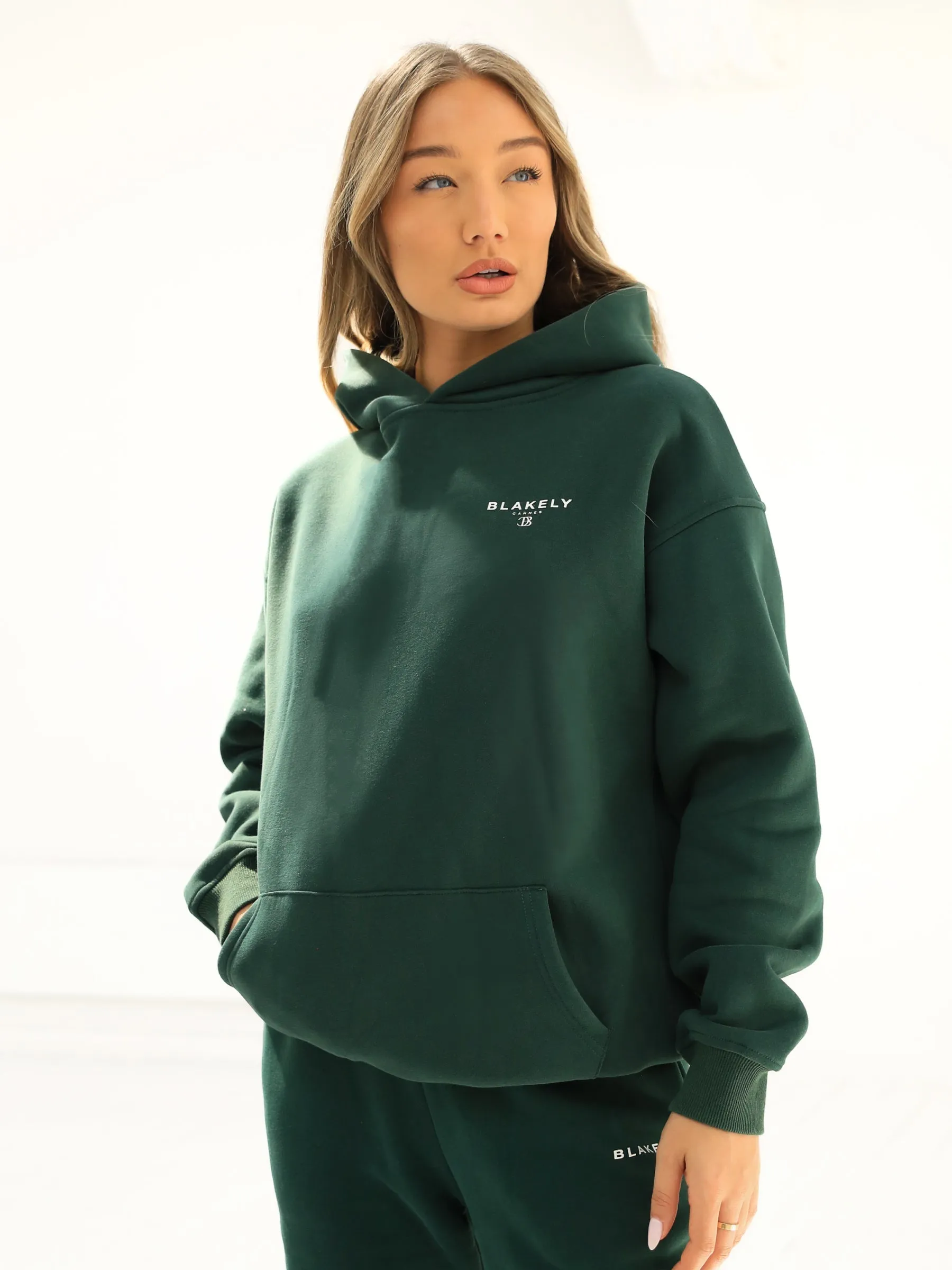 Riviera Initial Relaxed Women's Hoodie - Dark Green