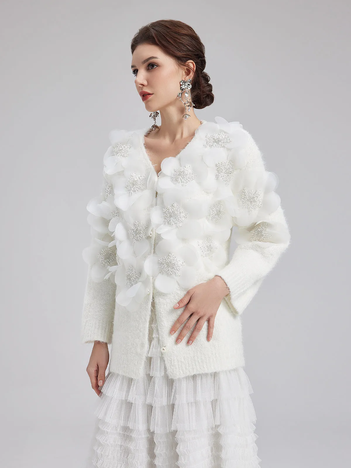 Romantic V-Neck Knit Cardigan