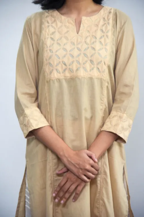 Sadhna ' Bawli' Beige Cut Work Cotton  Kurta .