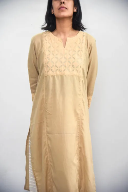 Sadhna ' Bawli' Beige Cut Work Cotton  Kurta .