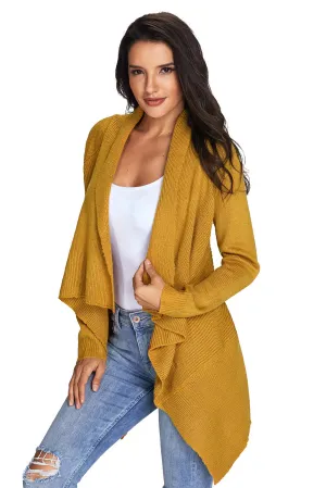 Sexy Mustard Waterfall Long Sleeve Sweater Cardigan