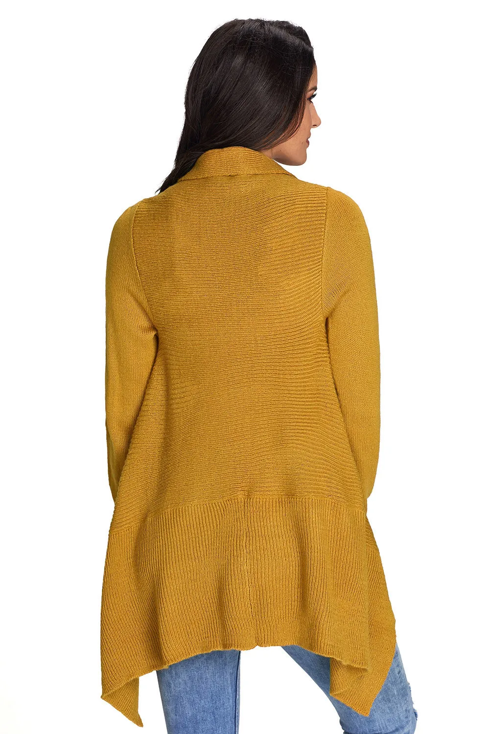 Sexy Mustard Waterfall Long Sleeve Sweater Cardigan