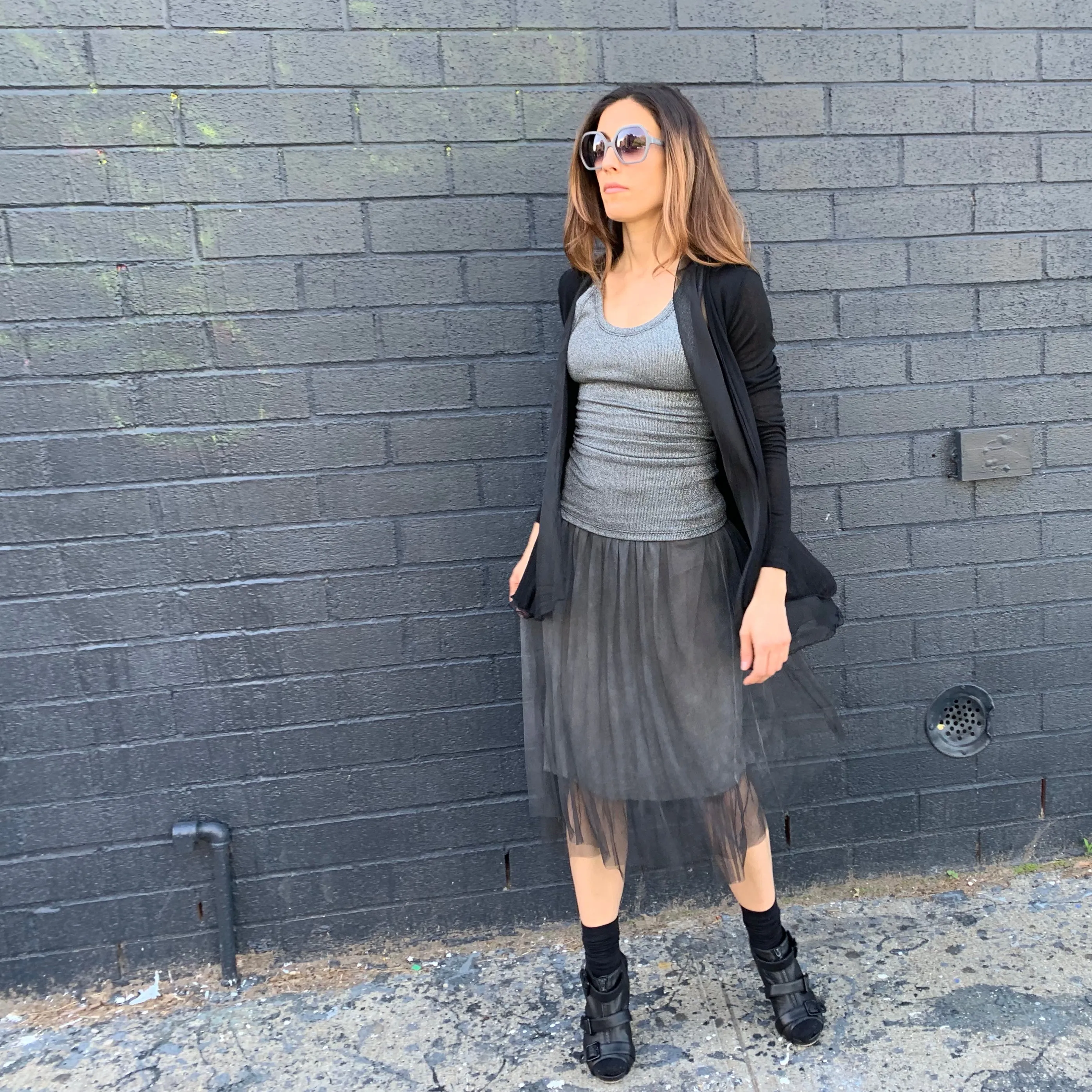 Sheer Combo Panel Cardigan
