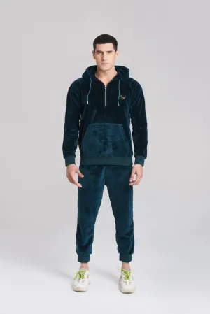 Solid Poseidon Velvet Hoody TrackSuit - Men