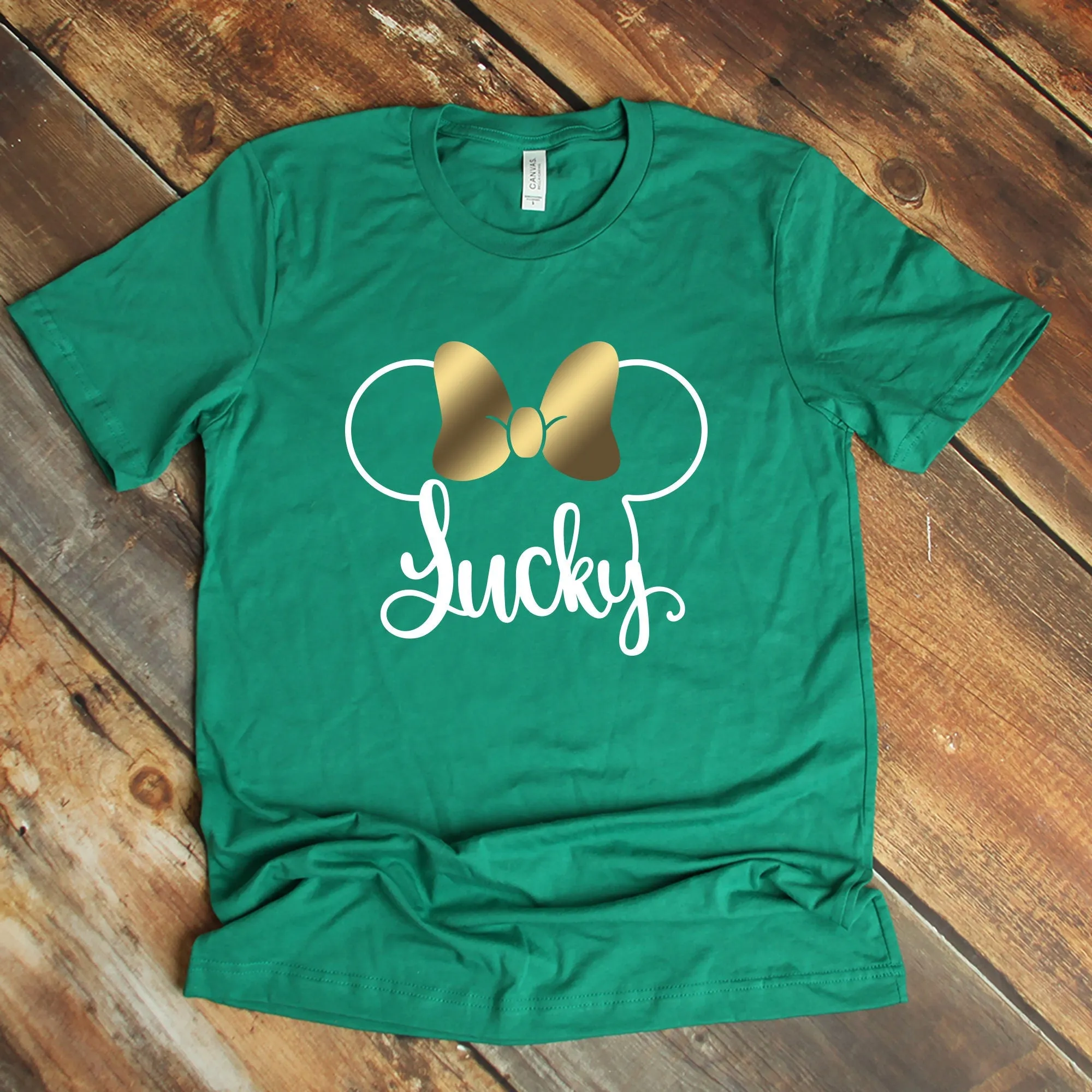 St. Patrick's Day Minnie Mouse T Shirt- Disney - Lucky Minnie Mouse Shirt- Mickey Ears Silhouette