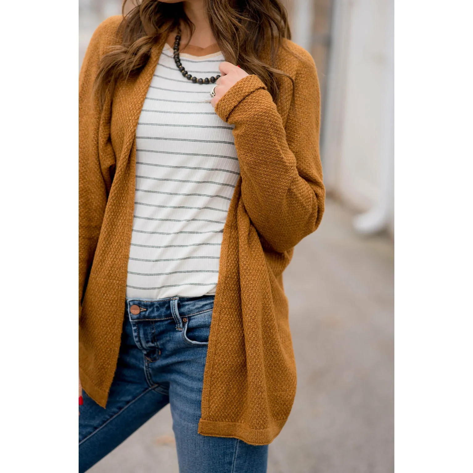Stylish Striped Thermal Cuffed Tee