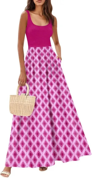 Summer Dress for Women 2025 Floral Sundress Flowy Beach Vacation Boho Maxi Dresses Tiered Floral Maxi Dress