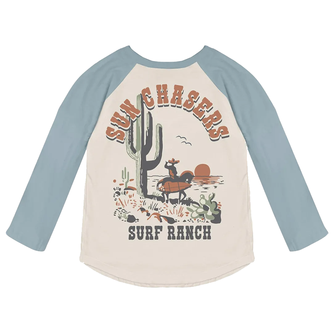 Surf Ranch Raglan Tee - Natural/Stone Blue