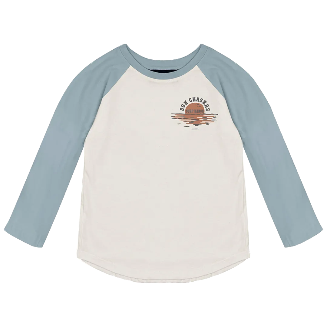 Surf Ranch Raglan Tee - Natural/Stone Blue
