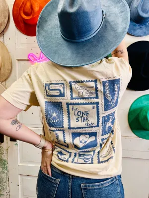 Texas stamps graphic tee