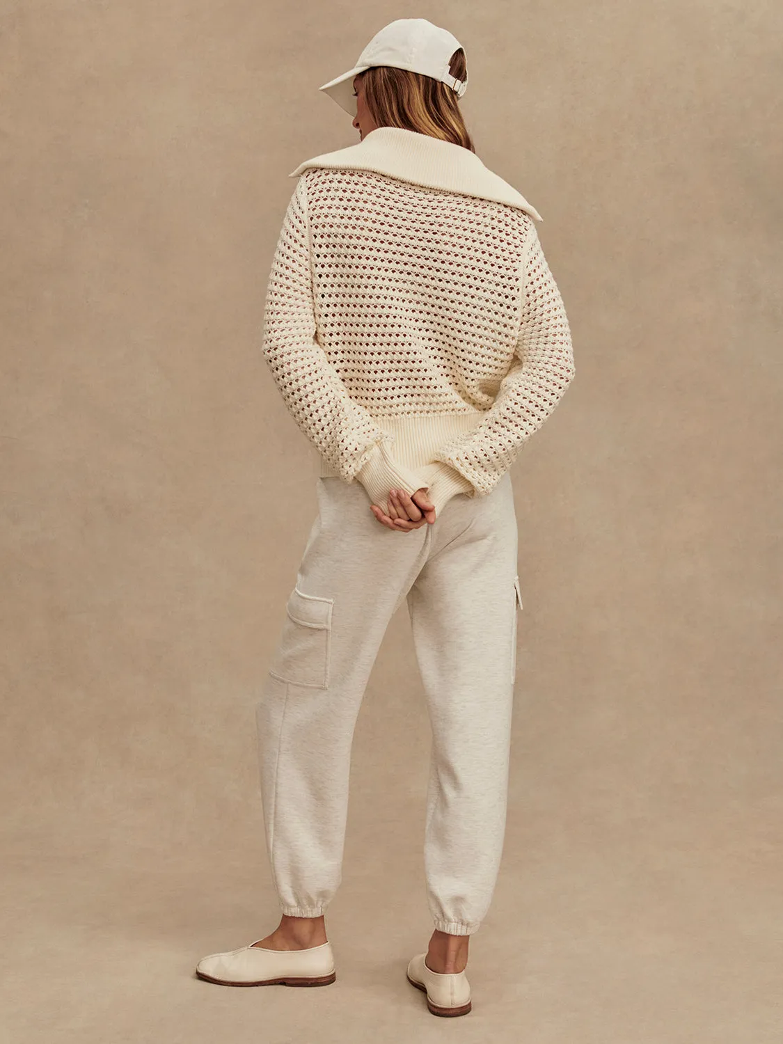 Varley Eloise Full Zip Knit - Egret